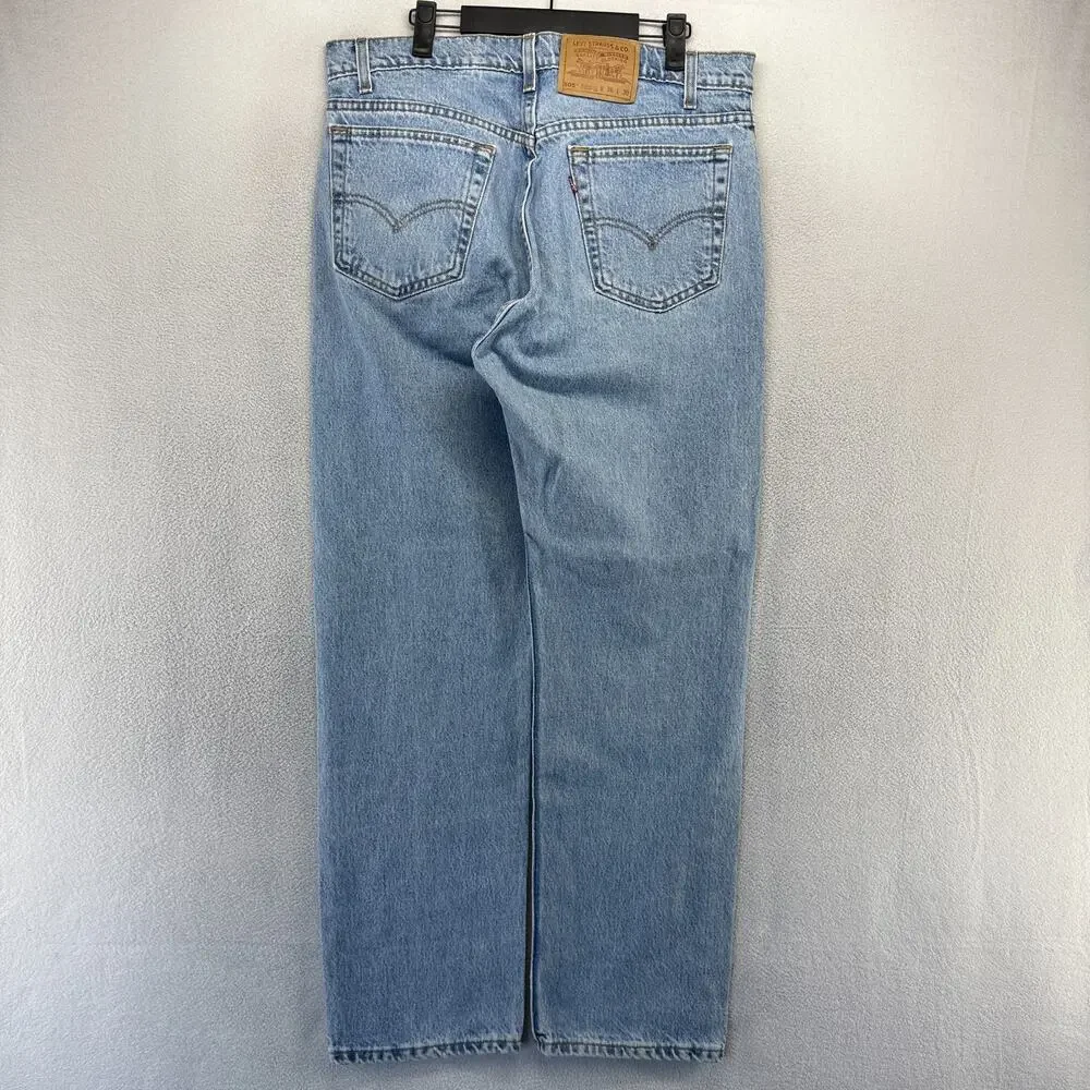 Vintage Levis Jeans Mens 36x30 Fits34x30 blue 505 made In USA Light Straight 90s
